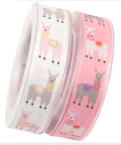 Llama White 25mm Stable-edge Ribbon